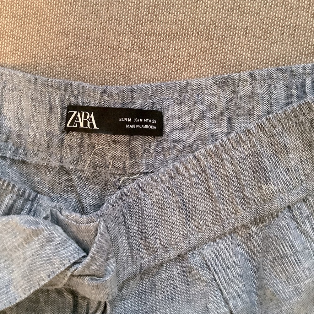 Zara Linen Chambray Pants with bow, size M - Picture 6 of 6